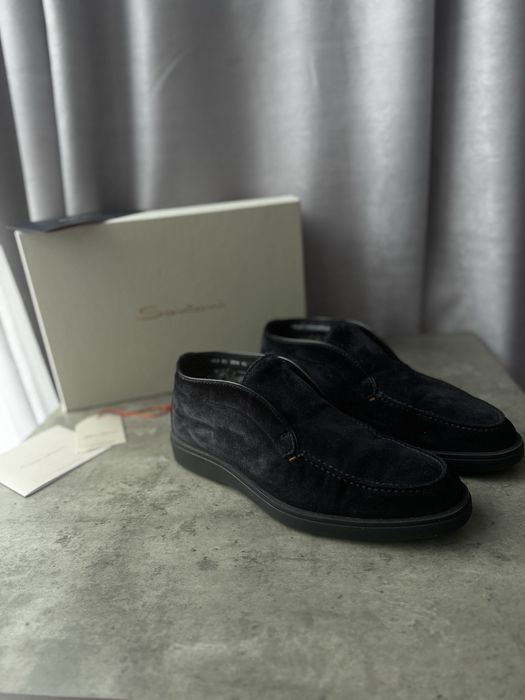 Замшевые лоферы на меху Santoni ОРИГИНАЛ