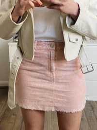 Jeansowa spódniczka mini pudrowy róż bawełna Forever21 S (36)