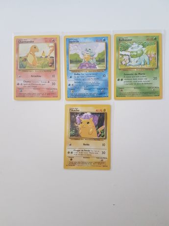 Cartas Pokemon 1999 - Charmander, Squirtle, Bulbassaur, Pikachu