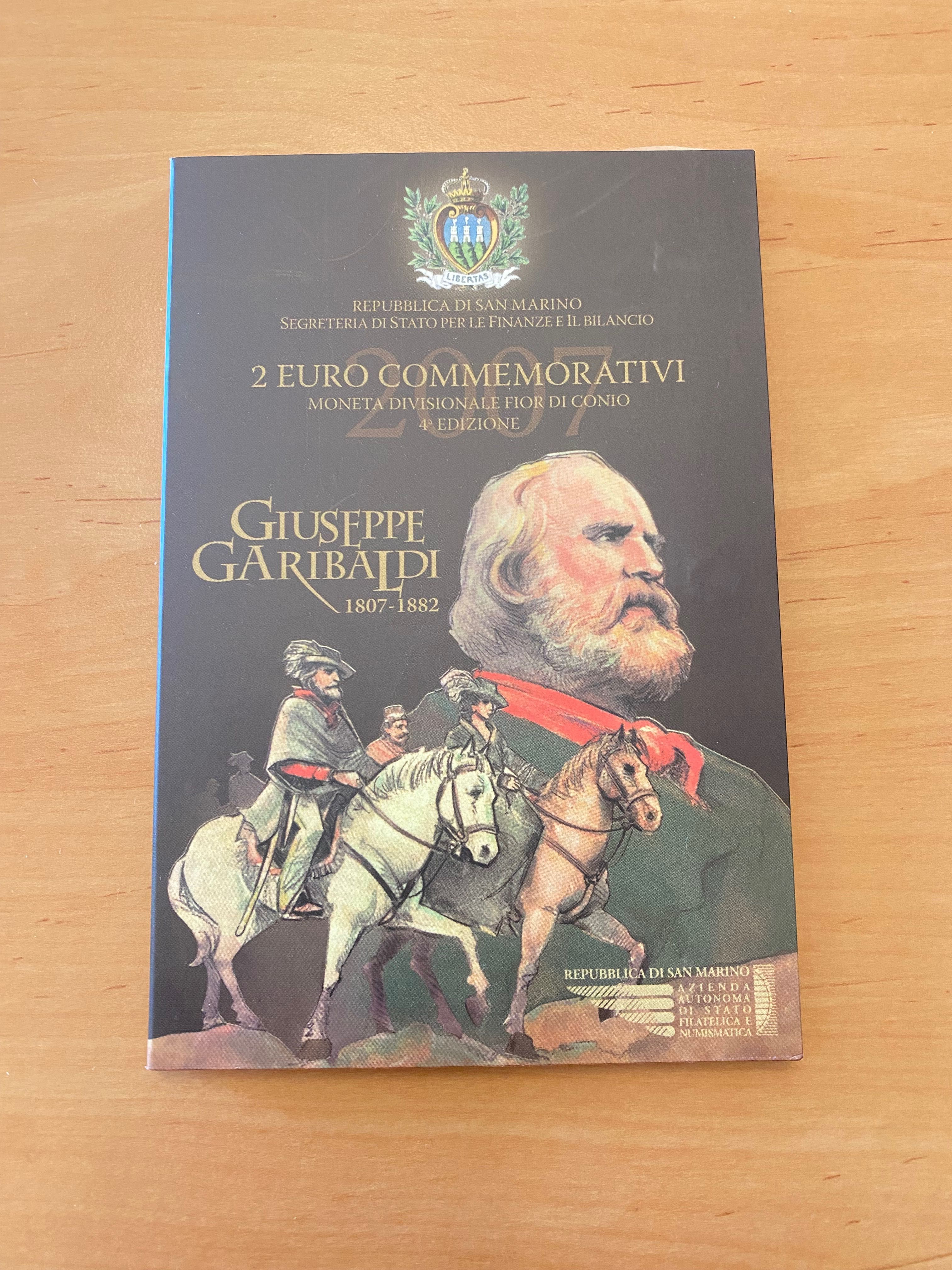 Moeda 2€ comemorativa San Marino 2007 Giuseppe Garibaldi
