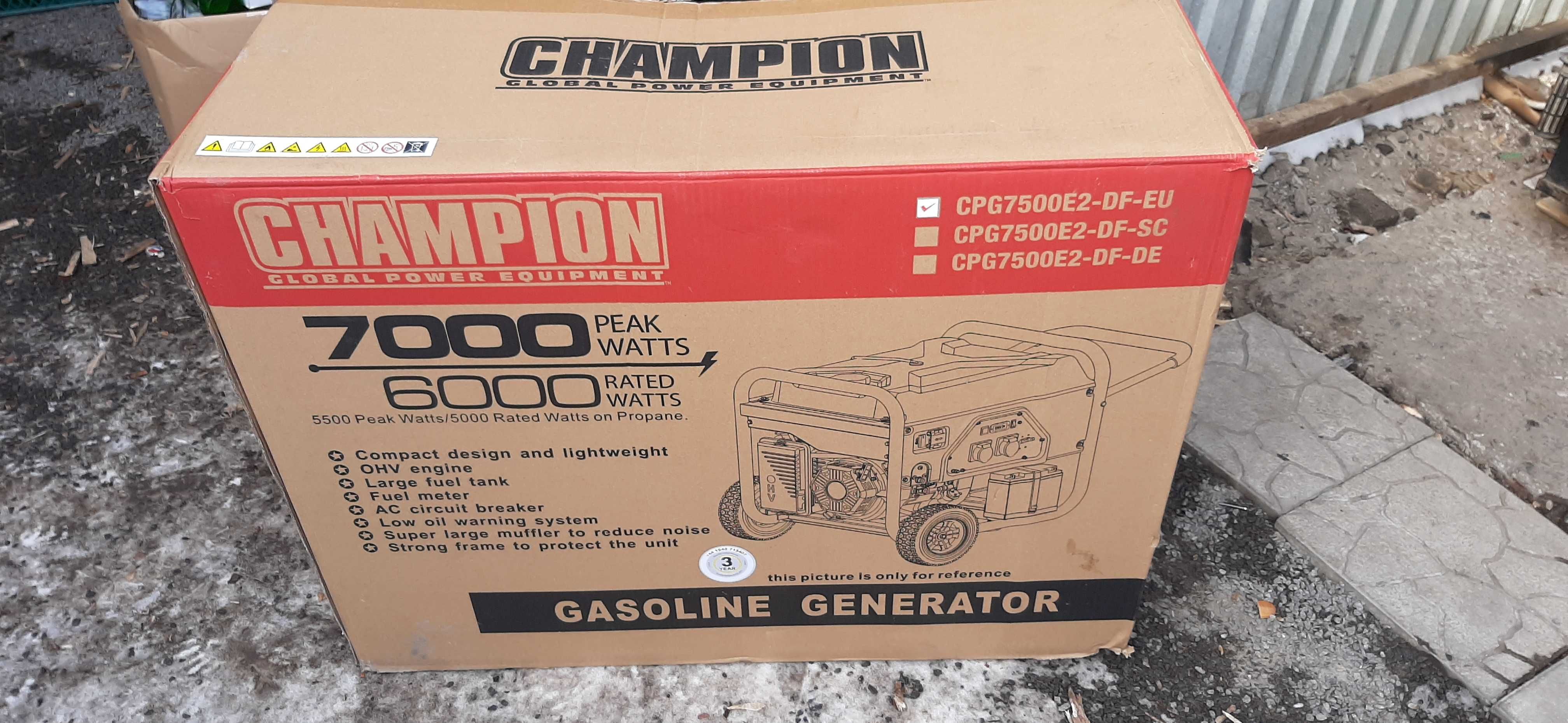 Генератор CHAMPION, Чемпіон, 7000 W CPG7500E2-DF, газ бензин