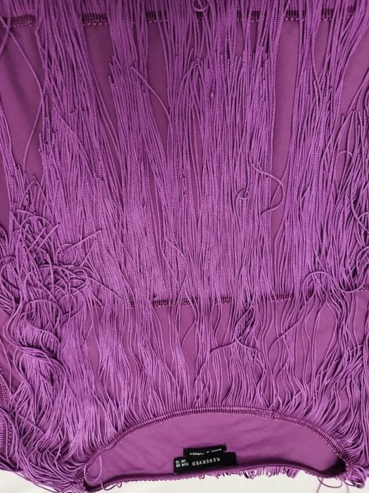 Bluzka z frędzlami ozdobna fioletowa