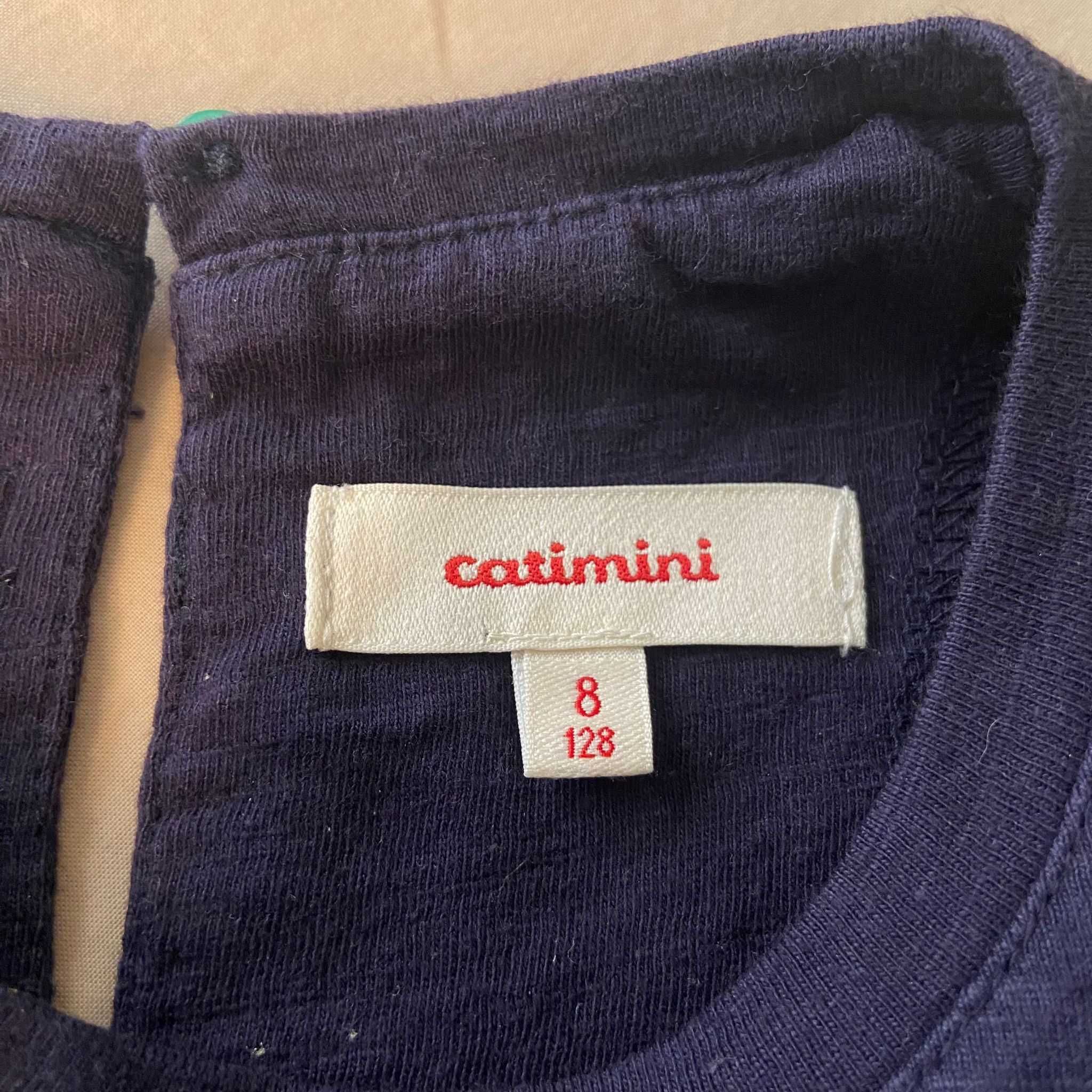 T-shirt manga curta azul com pássaro, 8 anos, da Catimini