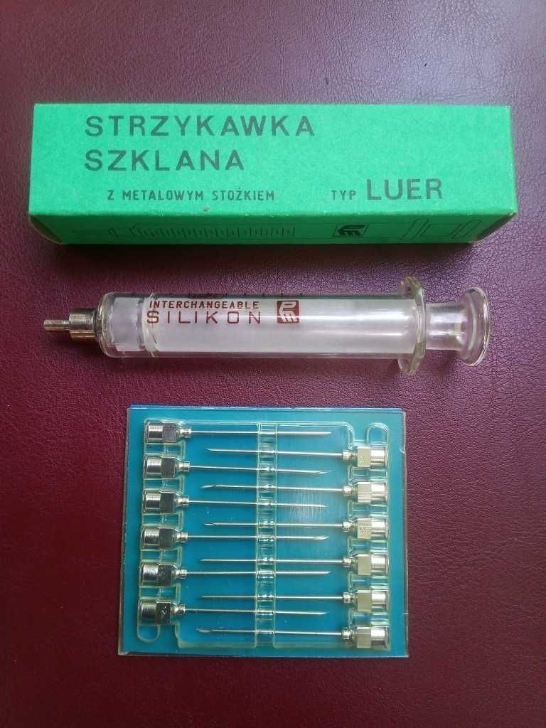 PRL Szklana Strzykawka igły