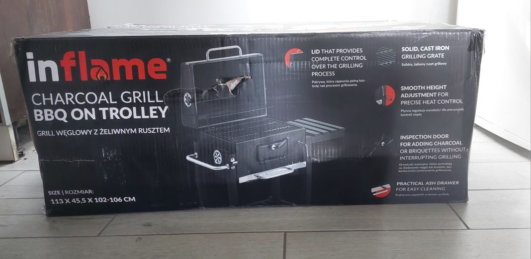 Grill węglowy BBQ Inflame NOWY żeliwny ruszt jak activa