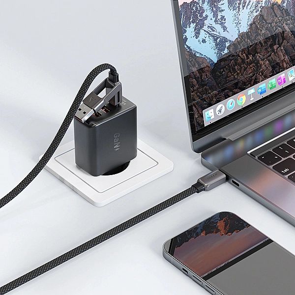 Kabel Acefast C13-04 USB-C - USB-A / USB-C 480Mb/s 3A 1.2m - czarny