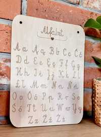 Drewniana tablica, alfabet polski litery Montessori
