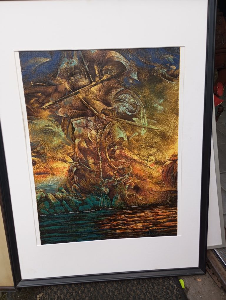 Przepiękne płótno - alegoria morska - 73,5 x 52,5 cm
