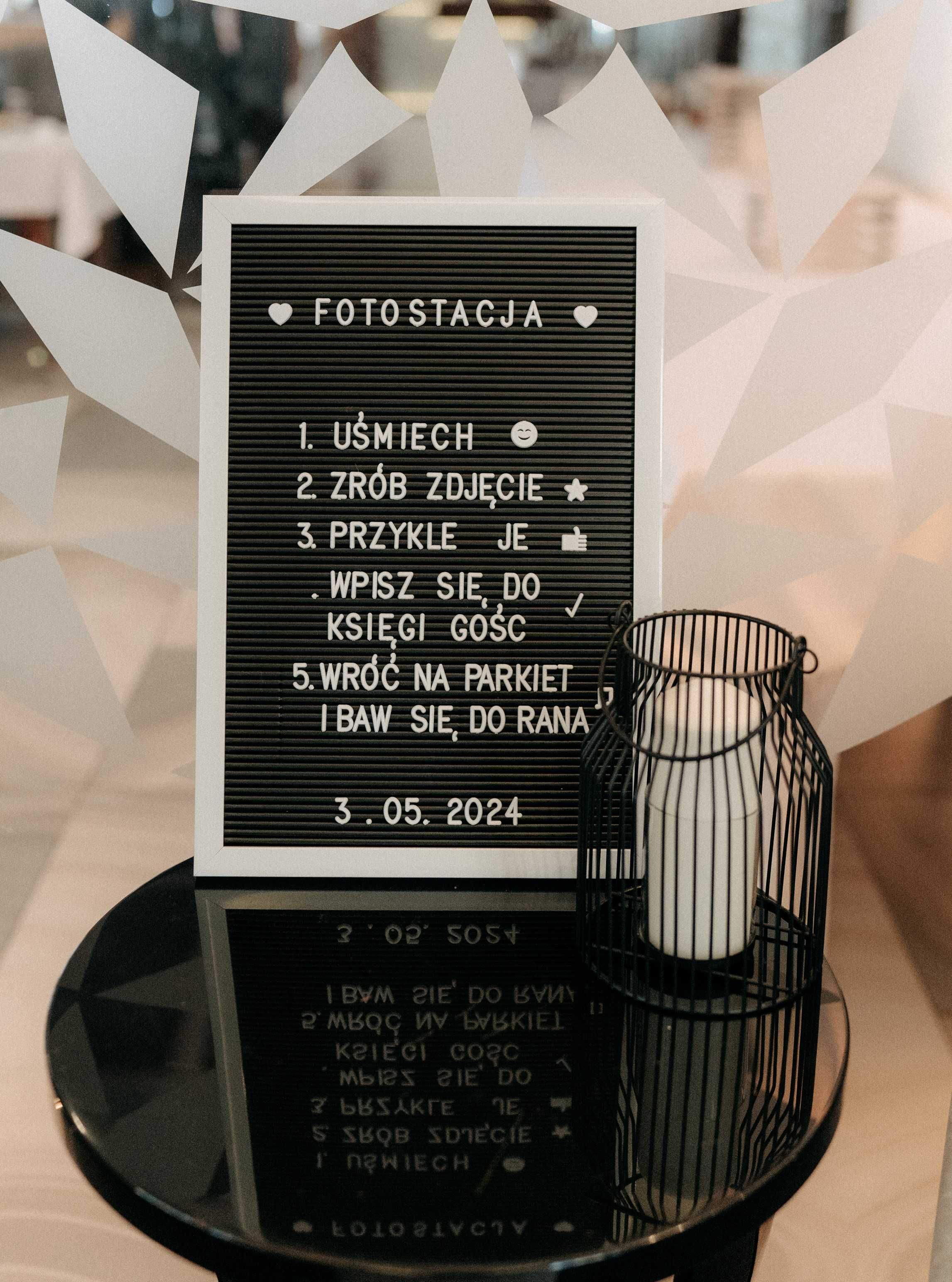 Tablica fotostacja - tabliczka weselna do księgi gości