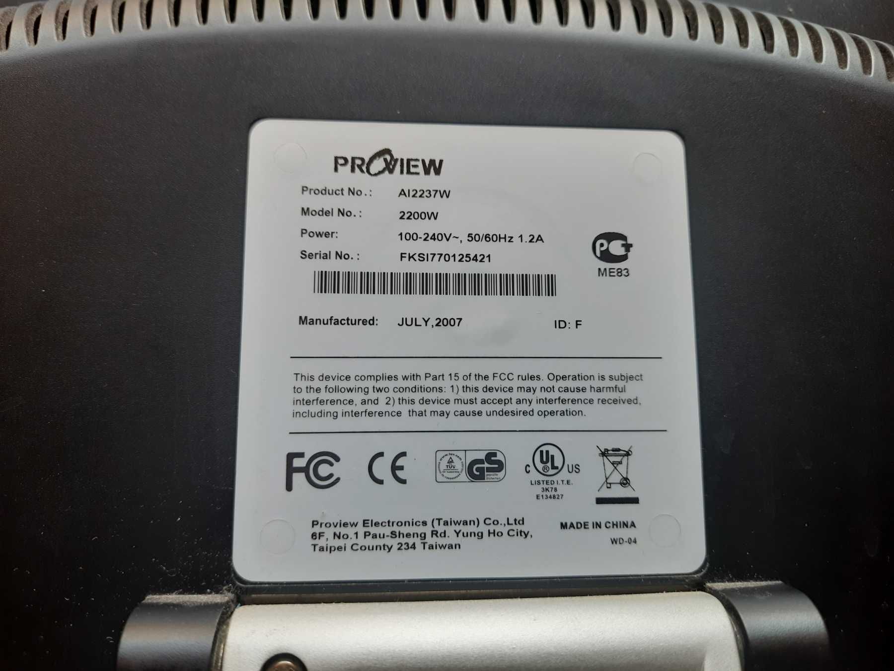 Продам монитор 22" Proview AI2237W