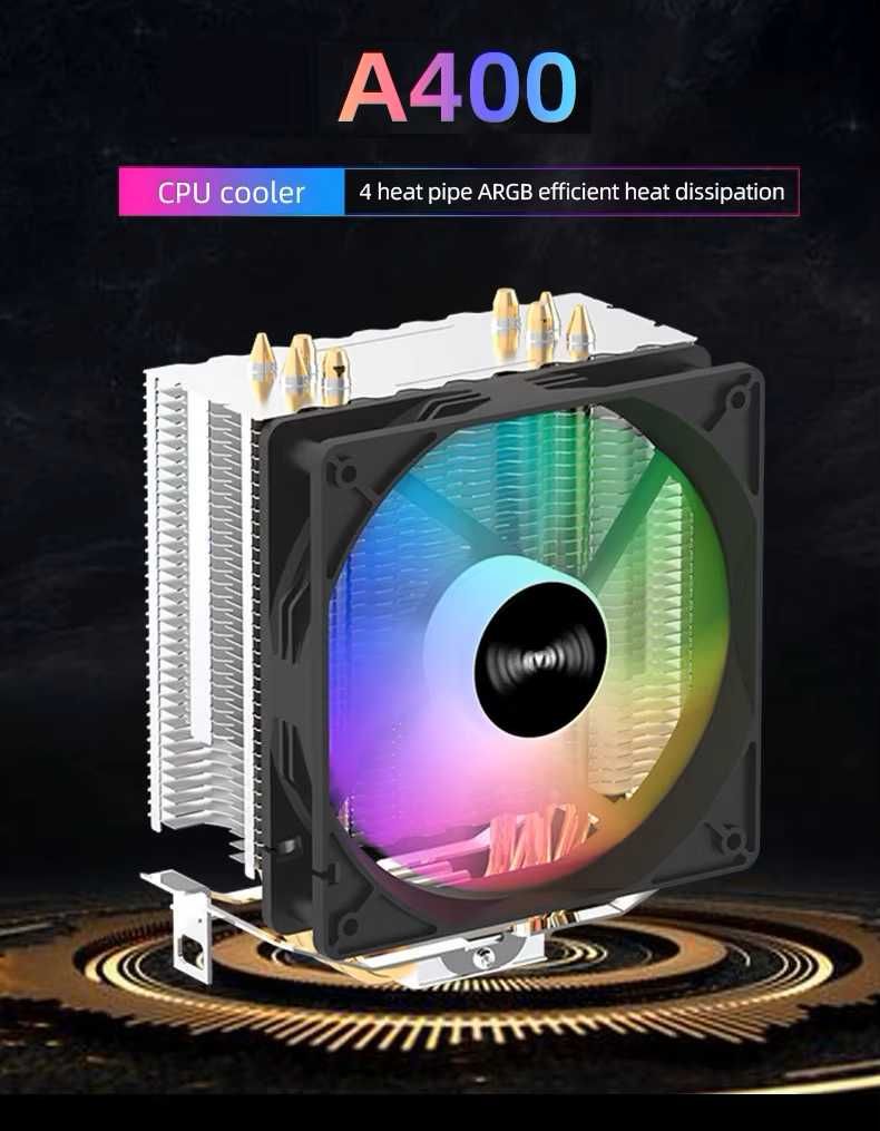 Кулер для процессора/башня на 4трубки/RGB LED/120мм