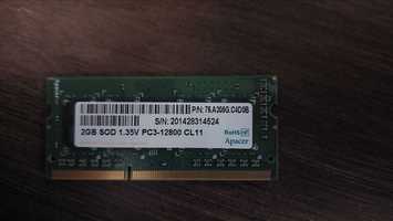 Оперативна пам'ять для ноутбука Apacer 2GB SOD 1.35V PC3-12800 CL11