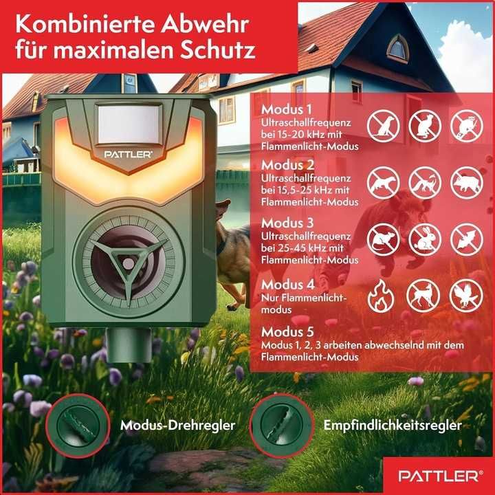 Ultradźwiękowy solarny środek odstraszacz gryzoni zwierzyny PATTLER