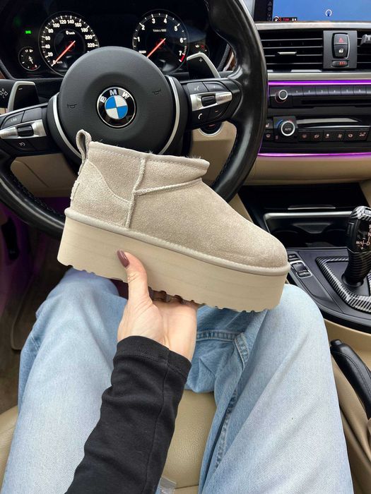 Уггі UGG Ultra Mini Platform Light Grey Угг 5 см (36-40)
