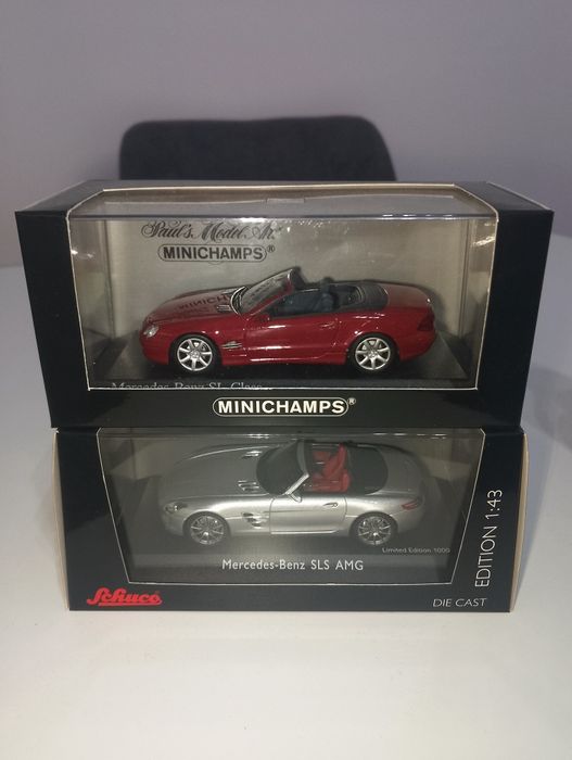 1 43 Minichamps Mercedes Benz SL oraz Schuco Mercedes Benz SLS AMG Roa