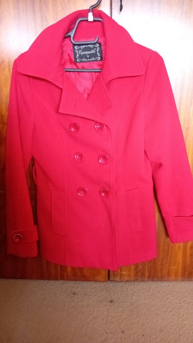 Casaco vermelho feminino de inverno para adolescente