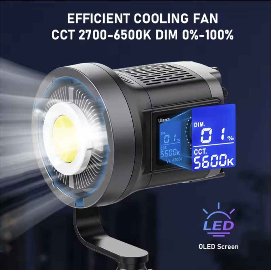 Ulanzi VL‑120Bi – 120W Біколірне студійне світло з кріпленням V‑mount