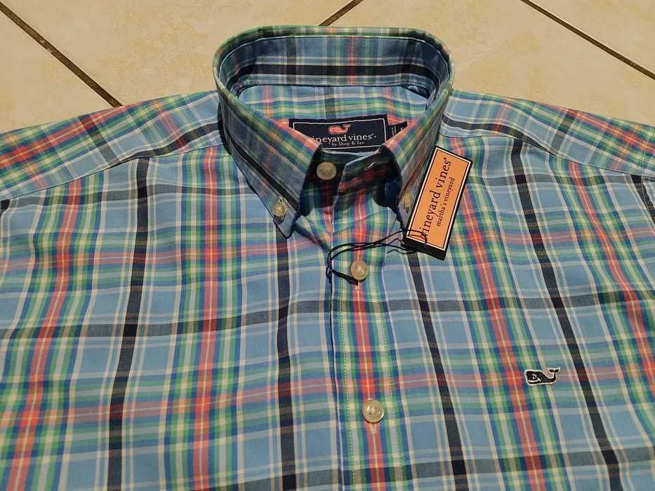 VINEYARD USA - NOWA z LOGO i Metkami Koszula Męska rozmiar M