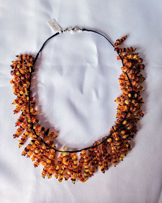 Korale Naszyjnik Bursztyn Bałtycki Szlifowany Kolia sople