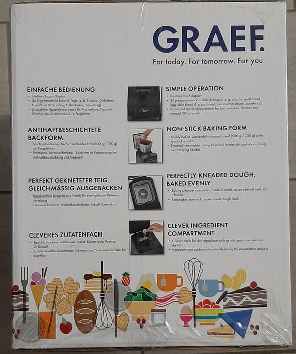 Profesionalny wielofunkcyjny wypiekacz do chleba Graef BA 806