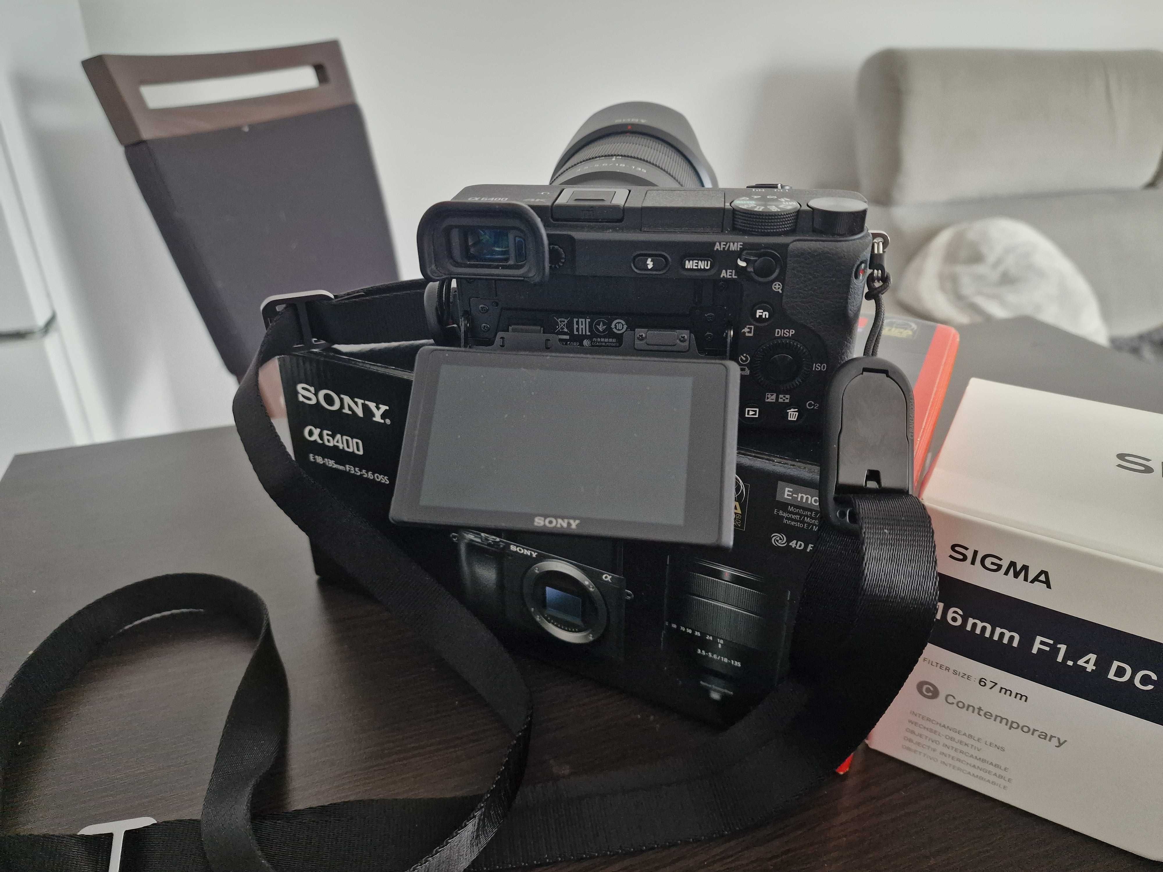 Aparat Sony A6400 + sigma C16mm + akcesoria