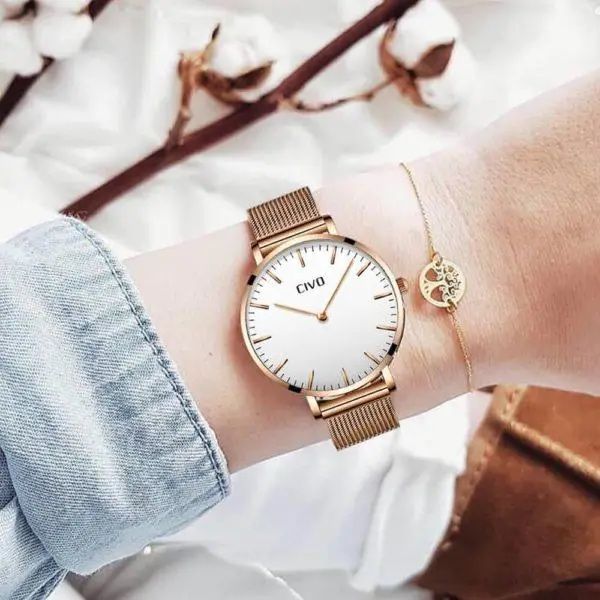 РАСПРОДАЖА! Стильные женские часы CIVO 8011C Mesh Band White,классика!