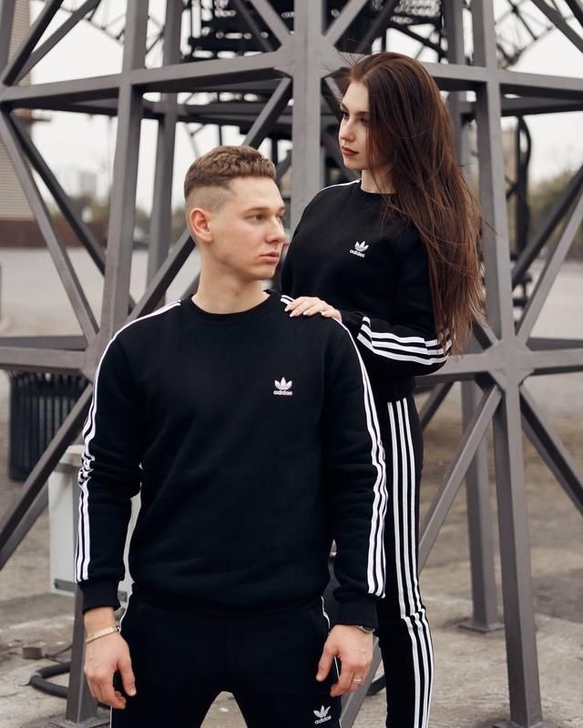 Парний костюм adidas світшот штани чорний червоний унісекс family look