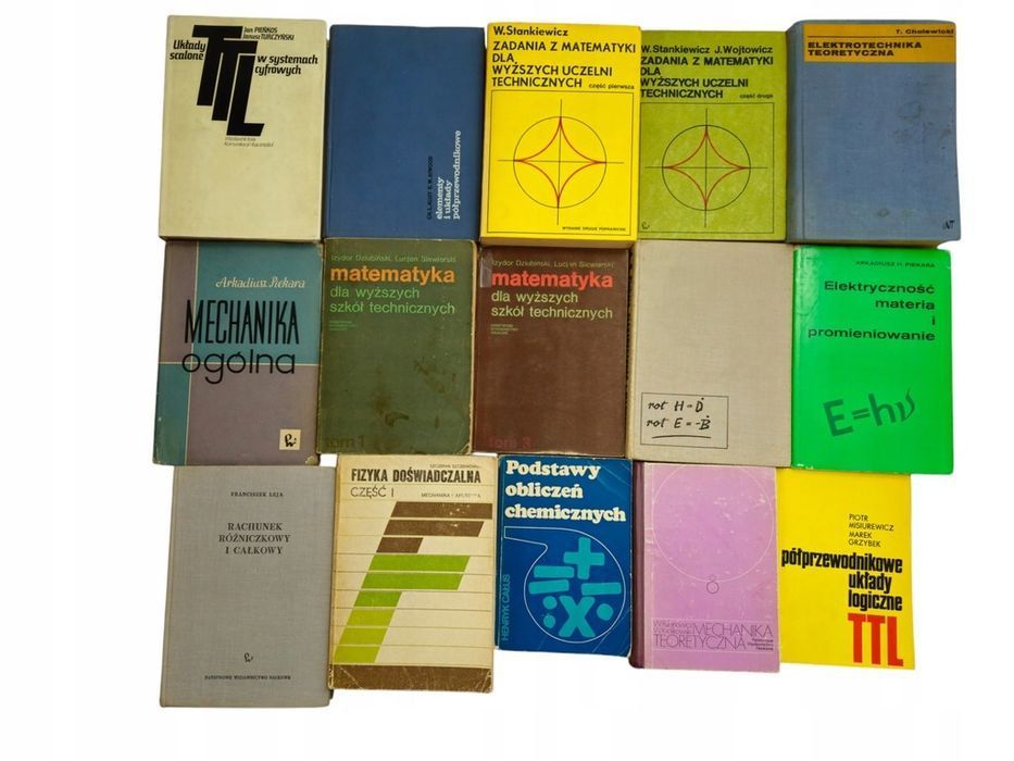 13x książki matematyka fizyka chemia mechanika elektronika