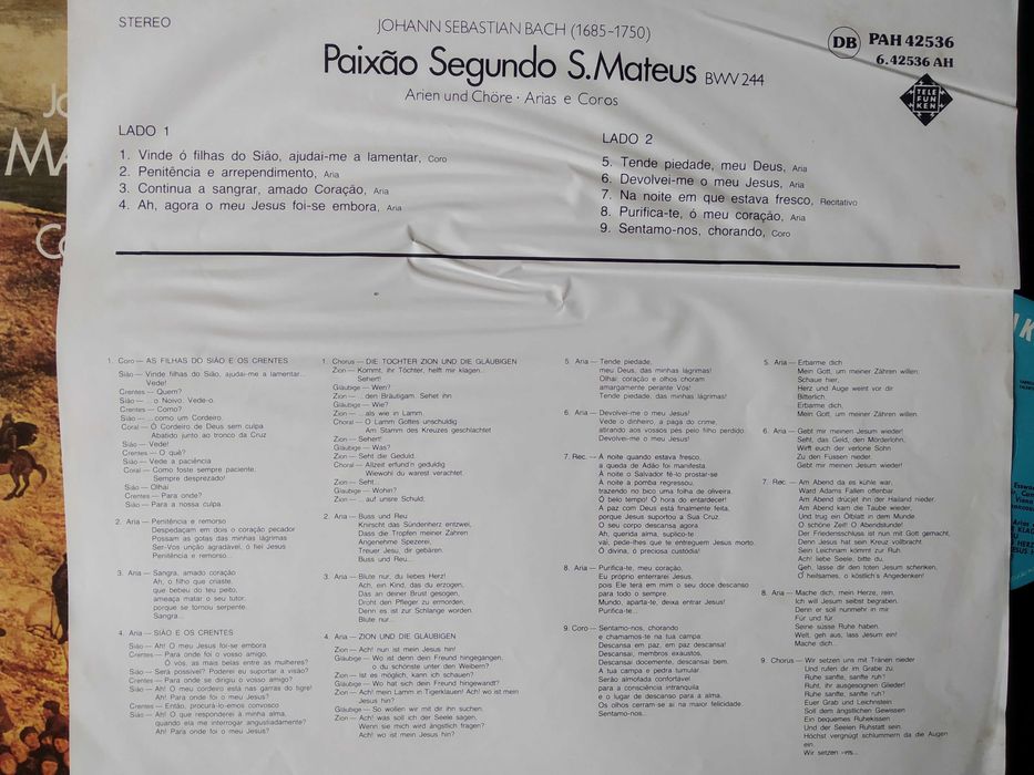 Vinil Matthäus-Passion: Arien Und Chöre Johann Sebastian Bach