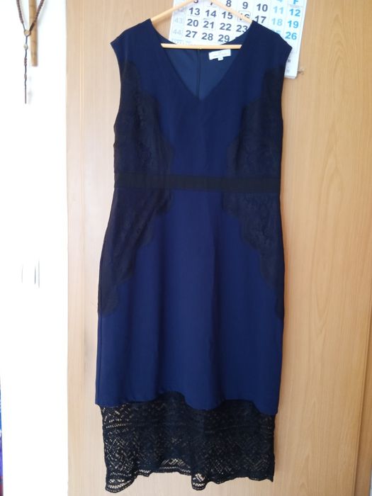 Vestido azul e preto, tamanho 42