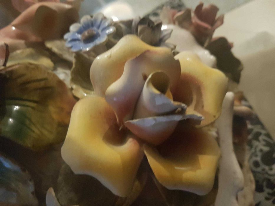 Terrina Centro Mesa Antiga Porcelana Capodimonte-Made in Italy