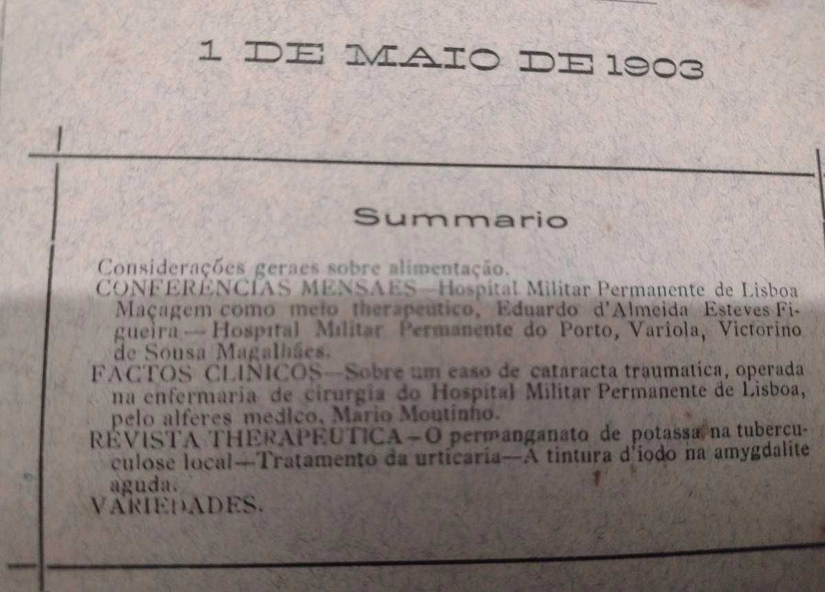 Revista A Medicina Militar 1902/1903