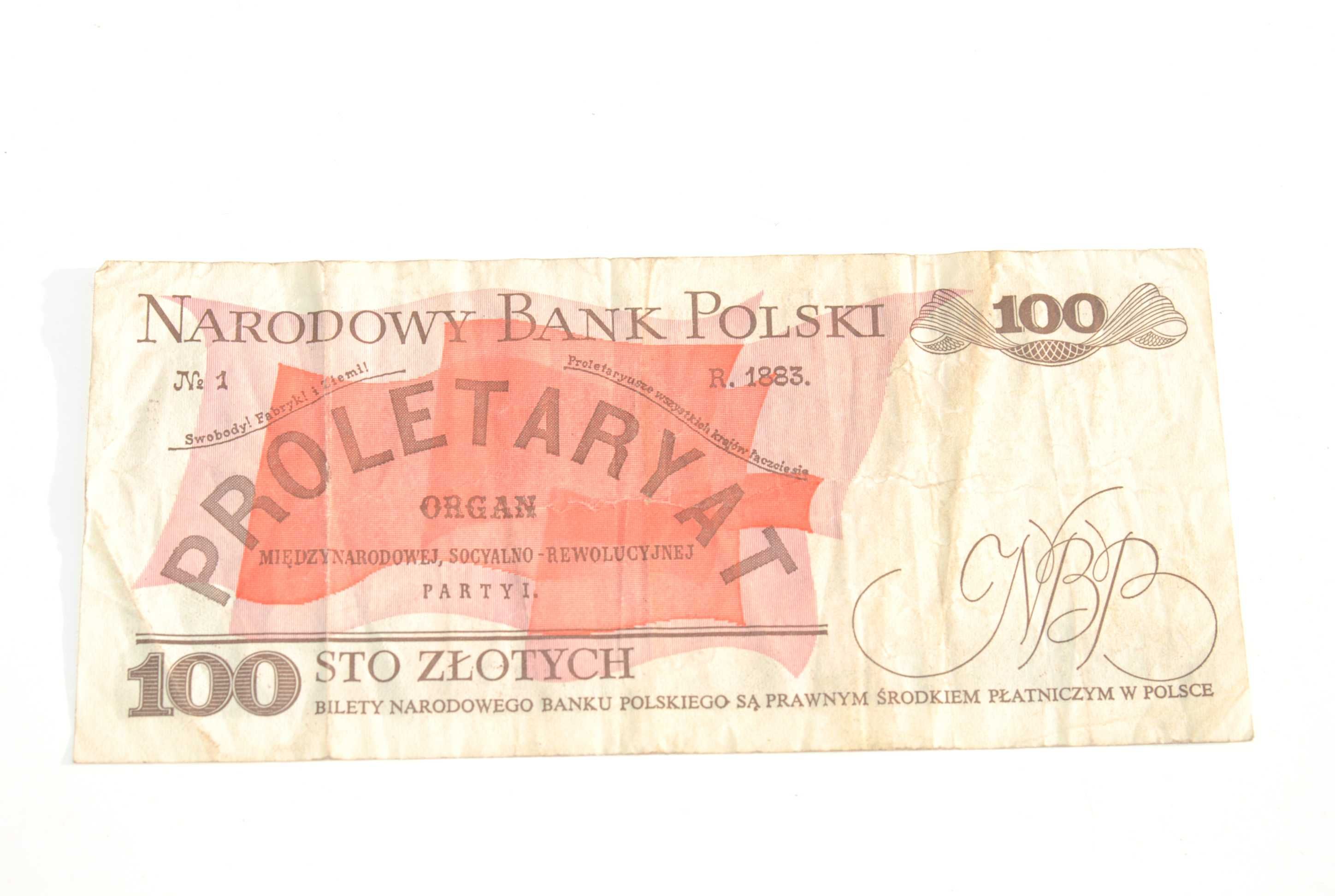 Stary banknot 100 złotych Waryński 1988 antyk