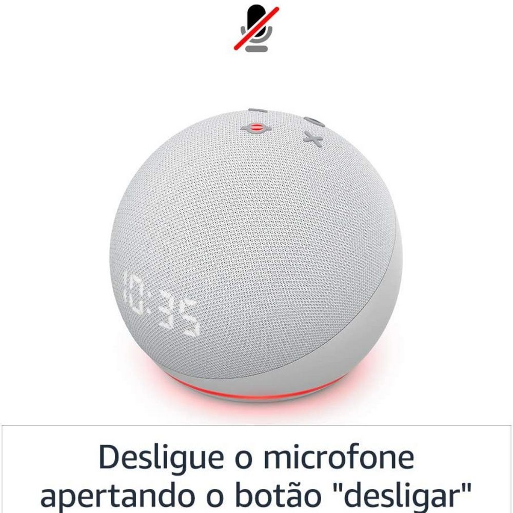 Amazon Alexa Echo Dot (Geração 4) com Relógio Branco Gelo SELADO