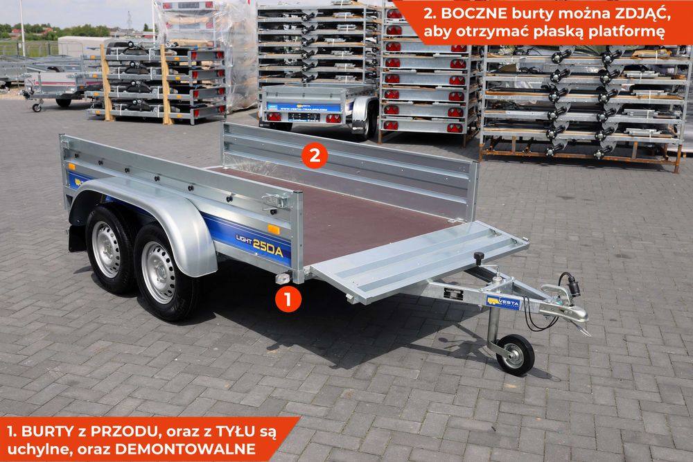 SOLIDNA przyczepka 2 osiowa VESTA LIGHT 25DA  251 x131x38 spawana nowa