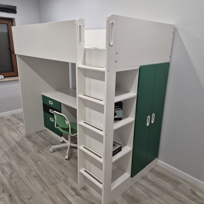 Łóżko  (minecraft) pietrowe z biurkiem,szafa,półkami