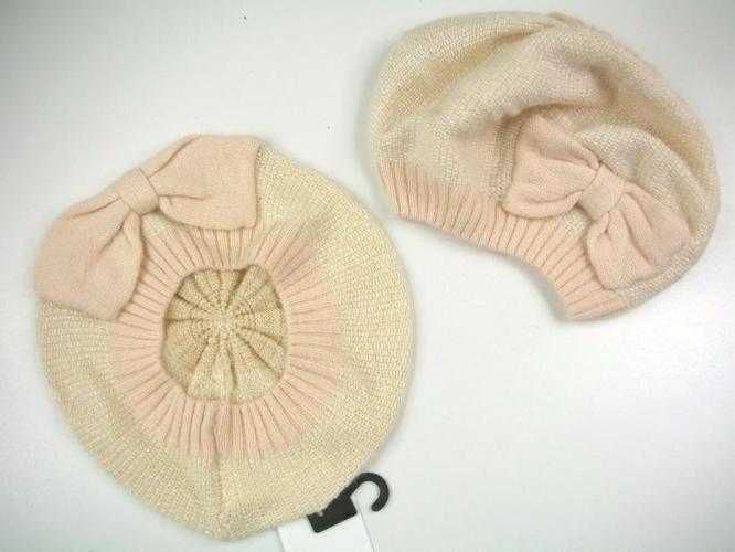 H&M 3 pak czapek z kokarda, z kwiatem srebrna nitka 104/116