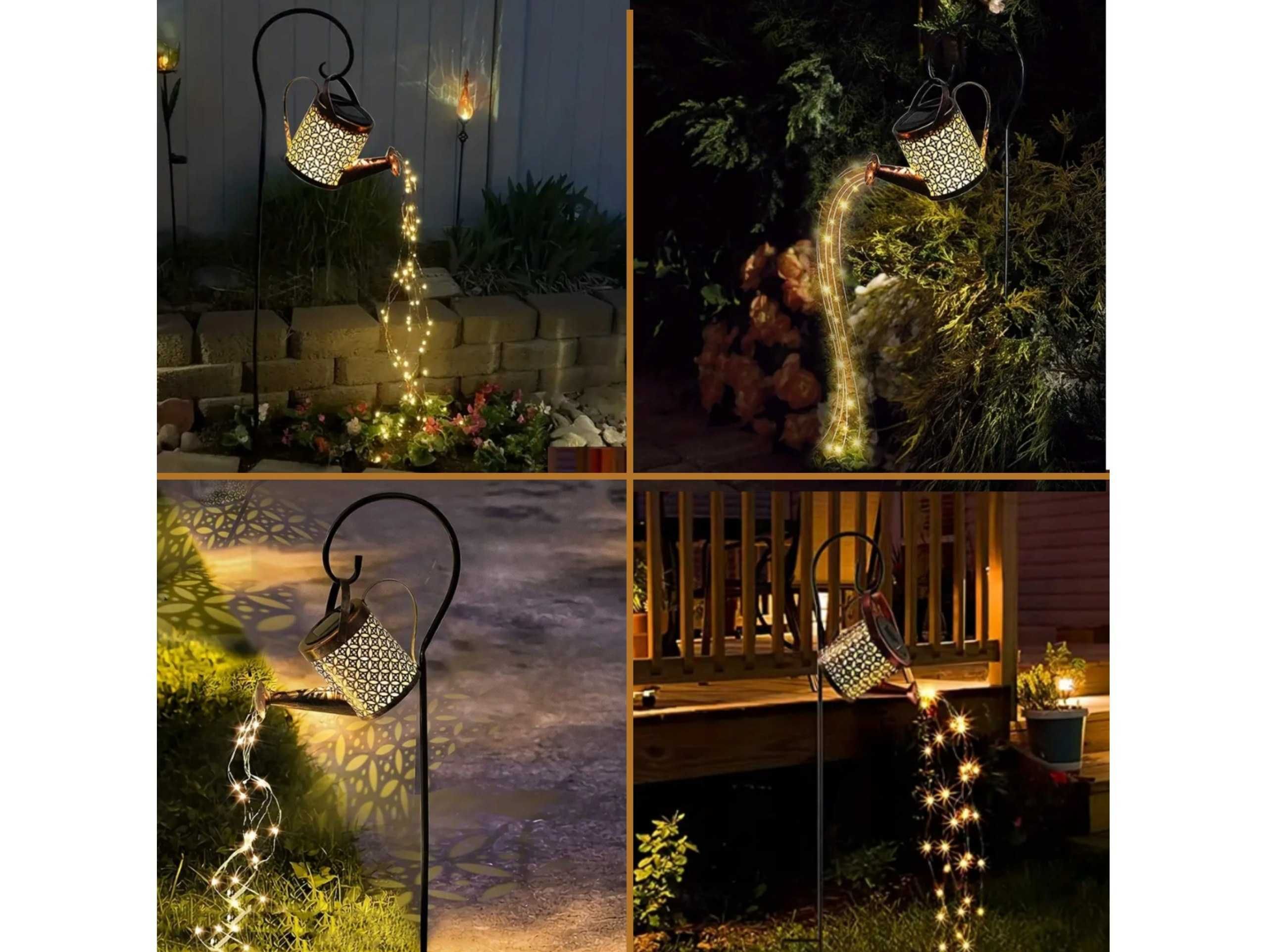 Lampa solarna ogrodowa konewka led ozdobna wbijana dekoracja