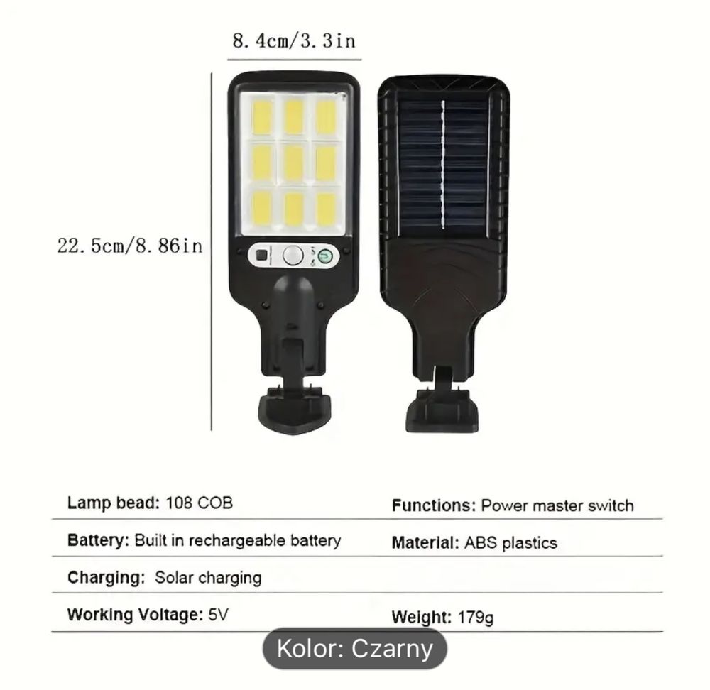 Zewnętrzna lampa solarna 2200 W 1szt.