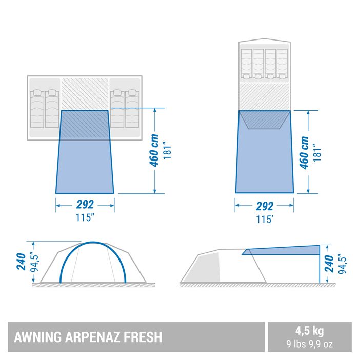 Cobertura de Campismo Arpenaz Fresh - 6 Pessoas
