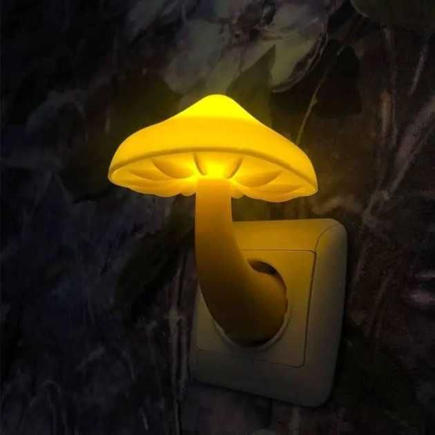 Ночник гриб Светодиодный ночник грибочек с датчиком освещения Led