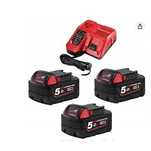 Milwaukee Akumulator 3szt M18B5 5,0AH + ŁADOWARKA
