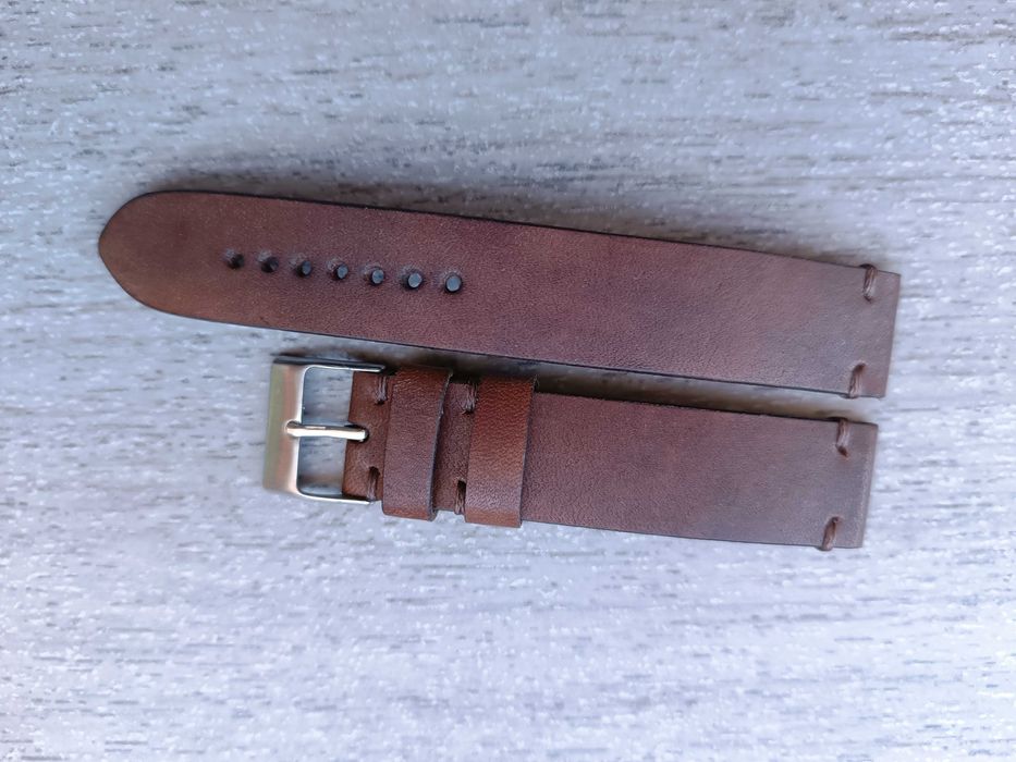 Brązowy skórzany pasek zegarka 18 mm mat