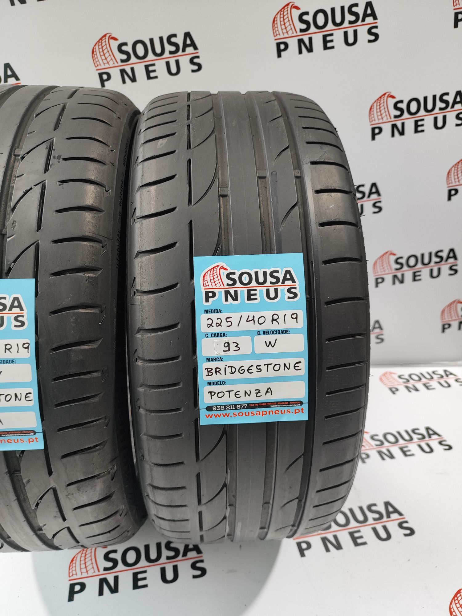 160 Euros 2 pneus semi novo 225-40R19 93w Bridgestone - Oferta Portes