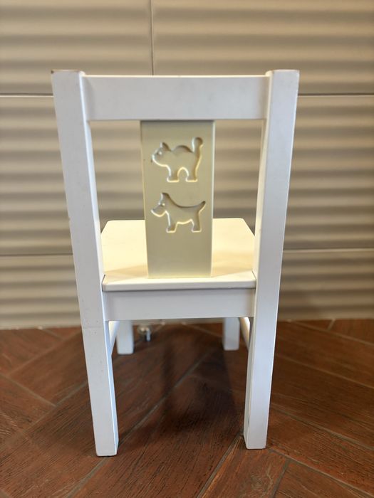 IKEA krzesłko KRITTER białe z litego drewna kauczukowego