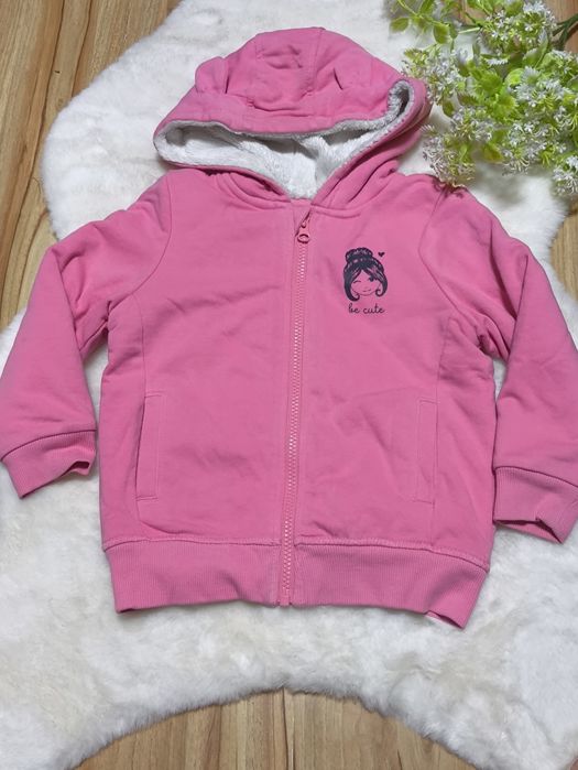 Cieoła bluza z futerkiem 98-104 dla dziewczynki różowa Lupilu