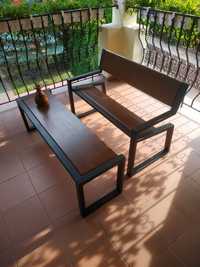 Meble ogrodowe ławka plus stolik kawowy w nowoczesnym stylu