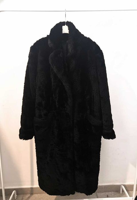 Casaco Comprido em Pêlo Genuíno - Preto Tamanho XL