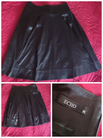 Czarna satynowa spódnica połyskująca spódniczka S 36 Echo