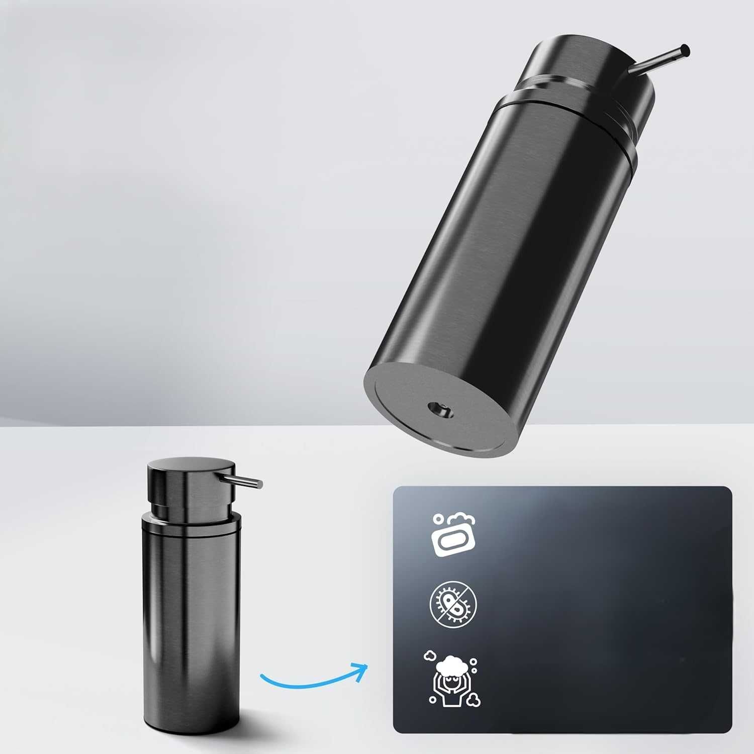 Dozownik mydła Ovimar Galdhoe gunmetal stal nierdzewna 350 ml